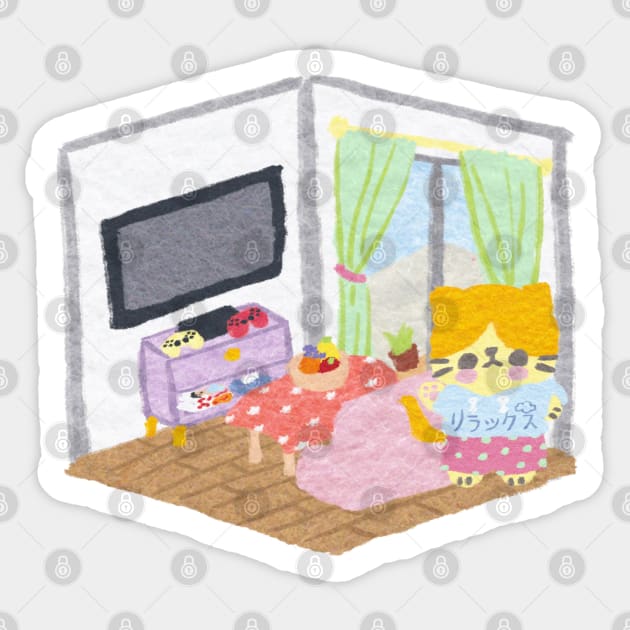 Riraku-chan the Relaxing kitten's Gamer home Sticker by katsukin